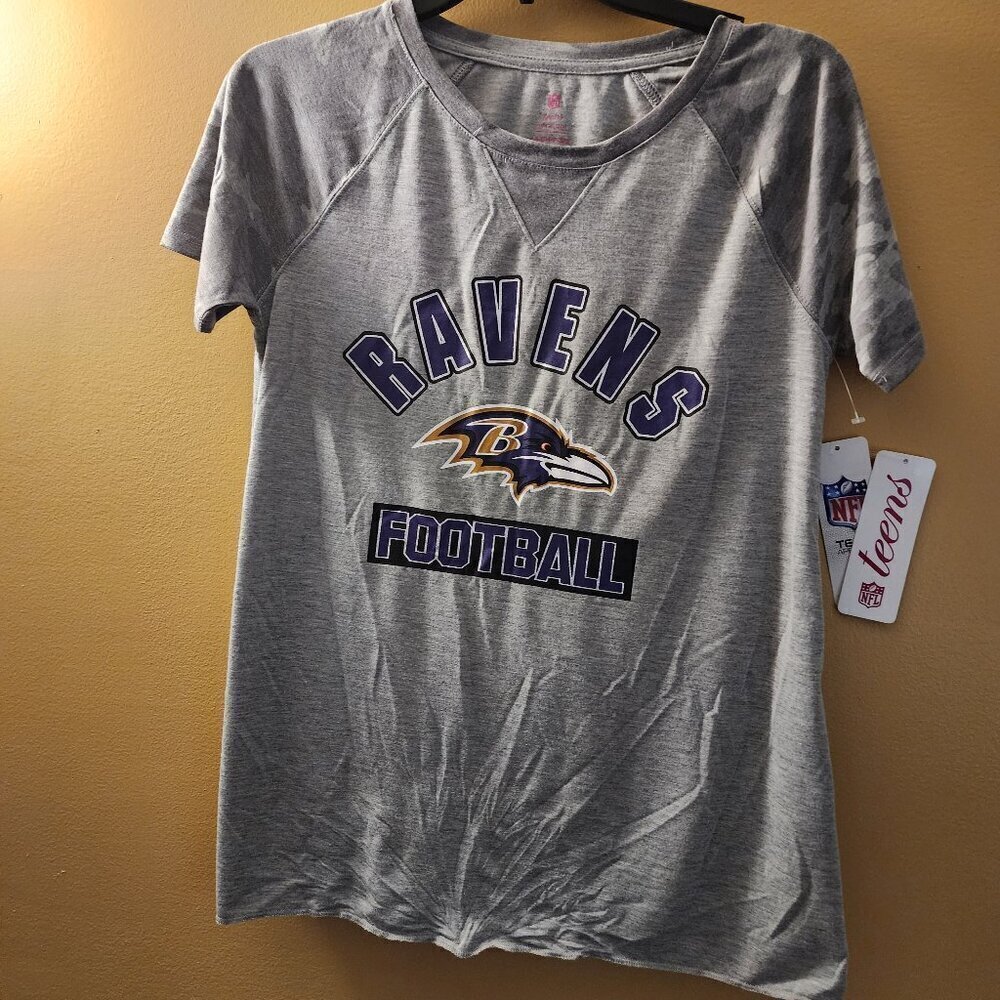 Ravens Teen Grey  Camouflage T Shirt
